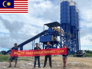 Aimix Стационарный Бетонный завод AJ180 работает в Малайзии